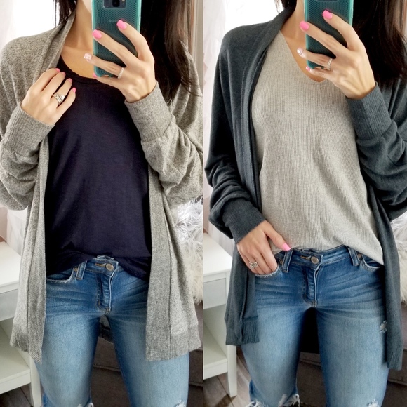 Teal Loose Fit Dolman Cardigan Oversized Slouchy - Picture 7 of 8